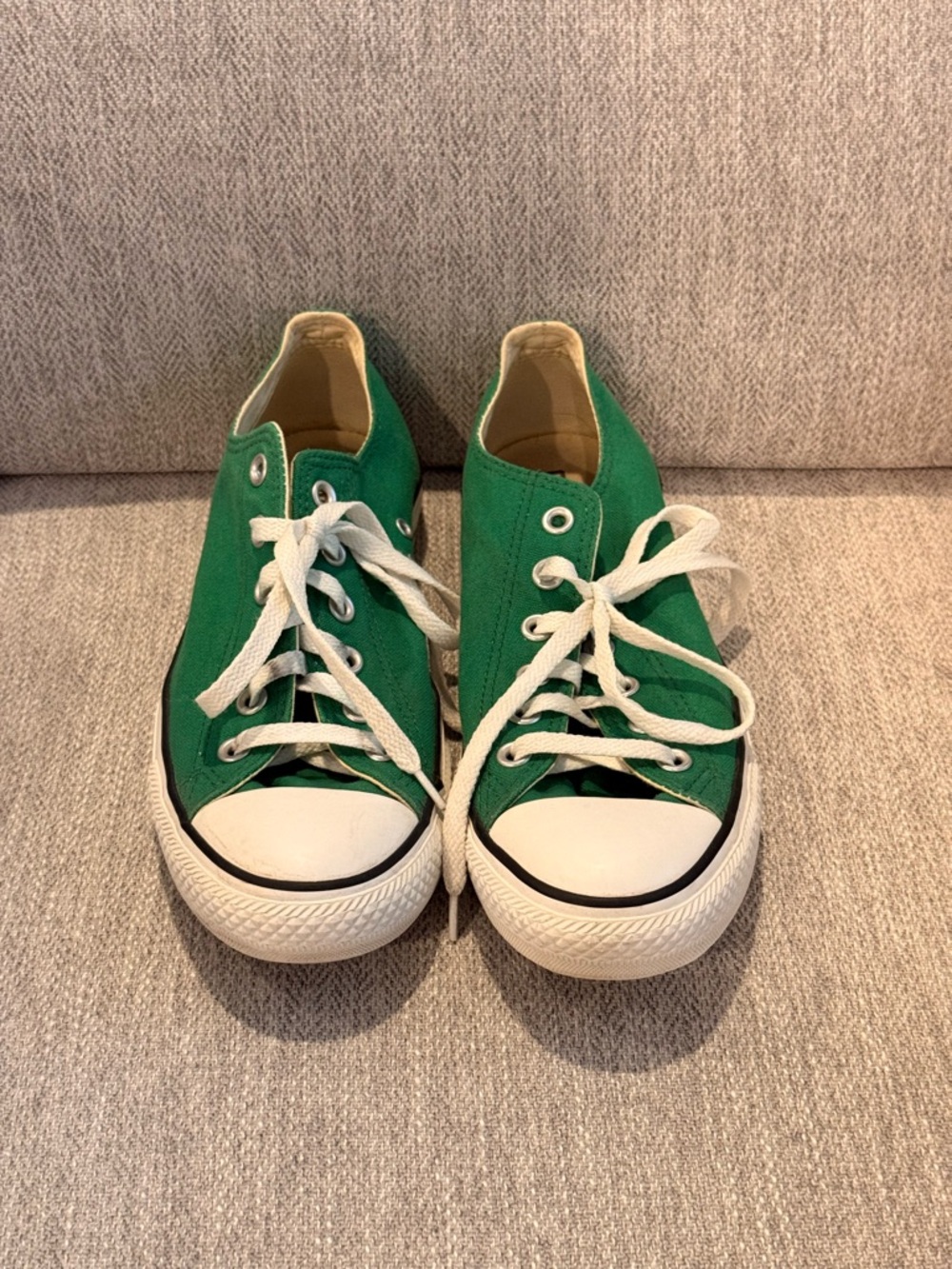 Converse Green Canvas Low-Top Sneakers with White Laces